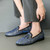 Men's blue knitted pattern accents tassel slip on dress shoe 03