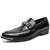 Men's black snake skin pattern metal buckle slip on dress shoe 01
