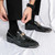Men's black snake skin pattern metal buckle slip on dress shoe 03