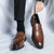 Men's brown retro accents penny strap slip on dress shoe 06