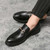Men's black metal buckle on top slip on dress shoe 07