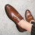 Men's brown metal buckle on top slip on dress shoe 02
