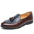 Men's blue brown two tone tassel slip on dress shoes 01