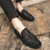Men's black crocodile skin pattern metal buckle slip on dress shoe 06