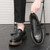 Men's black crocodile skin pattern penny slip on dress shoe 03