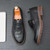 Men's black crocodile skin pattern penny slip on dress shoe 09