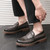 Men's brown crocodile skin pattern penny slip on dress shoe 04