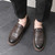 Men's brown crocodile skin pattern penny slip on dress shoe 05