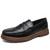 Men's black brush off accents penny slip on dress shoe 01