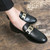 Men's black retro chain metal buckle slip on dress shoe 02