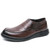 Men's brown retro plain stretch entry slip on dress shoe 01