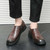 Men's brown retro plain stretch entry slip on dress shoe 03