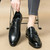 Men's black monk strap point toe slip on dress shoe 02