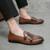 Men's brown retro weave pattern monk strap slip on dress shoe 03