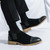 Men's black cap toe stretch entry slip on dress shoe 03