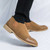 Men's brown cap toe stretch entry slip on dress shoe 03