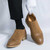 Men's brown cap toe stretch entry slip on dress shoe 04