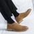 Men's brown cap toe stretch entry slip on dress shoe 07