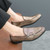 Men's golden retro pattern monk strap slip on dress shoe 03
