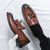 Men's brown retro pattern top tassel penny slip on dress shoe 05