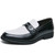 Men's black croc skin pattern penny slip on dress shoe 01