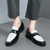 Men's black croc skin pattern penny slip on dress shoe 04