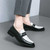 Men's black croc skin pattern penny slip on dress shoe 08