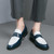 Men's blue croc skin pattern penny slip on dress shoe 04