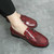 Men's red retro monk strap slip on dress shoe 02