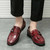 Men's red retro monk strap slip on dress shoe 03