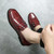 Men's red retro monk strap slip on dress shoe 04