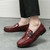 Men's red retro monk strap slip on dress shoe 06