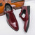Men's red cut out buckle strap slip on dress shoe point toe 08