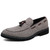 Men's brown chidori pattern strap through tassel slip on dress shoe 01