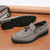 Men's brown chidori pattern strap through tassel slip on dress shoe 10