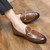 Men's brown metal buckle on top slip on dress shoe 09
