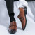 Men's brown retro thread accents monk strap slip on dress shoe 07