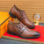 Men's brown retro thread accents monk strap slip on dress shoe 10