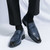 Men's blue retro croc skin pattern penny slip on dress shoe 06