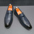 Men's blue retro croc skin pattern penny slip on dress shoe 10