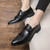Men's black retro tassel point toe penny slip on dress shoe 08