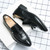 Men's black retro tassel point toe penny slip on dress shoe 09