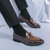Men's brown croc skin pattern lace tie slip on dress shoe 03
