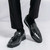 Men's black floral pattern tassel on top slip on dress shoe 03