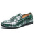 Men's green snake skin pattern tassel on top slip on dress shoe 01