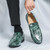 Men's green snake skin pattern tassel on top slip on dress shoe 06