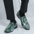 Men's green snake skin pattern tassel on top slip on dress shoe 04