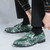 Men's green snake skin pattern tassel on top slip on dress shoe 08