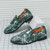 Men's green snake skin pattern tassel on top slip on dress shoe 09