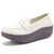 Women's beige penny strap slip on rocker bottom shoe sneaker 01